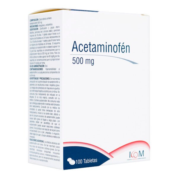 Acetaminofen 500 Mg 100 Tbs Icom