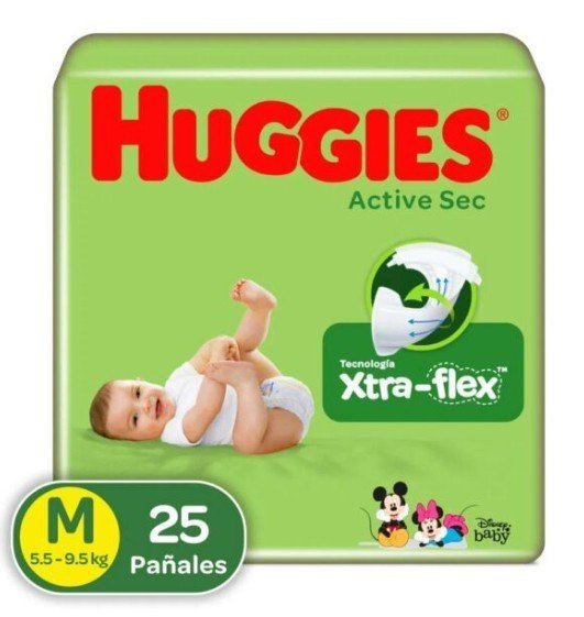 Pan.Huggies Active Sec Et.2 Med.25 Unds