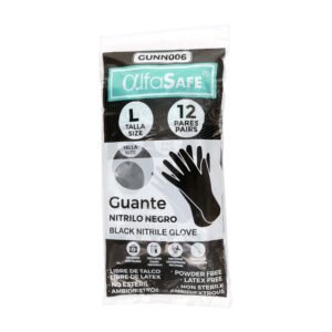 Guantes Alfasafe Negro Talla L 12 Und