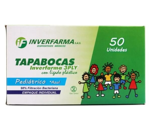 producto3809 Tapaboca Pediat.Azul E.I.50 Und Inverfar
