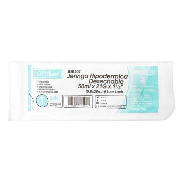 producto3823 Jeringa Alfa Safe 50 Cc 21 G X 1 1/2