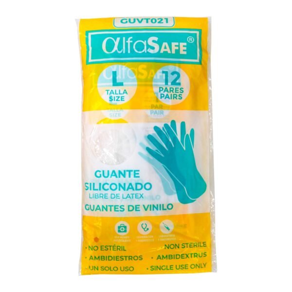 Guantes Alfasafe Vinilo Talla L 12 Ud
