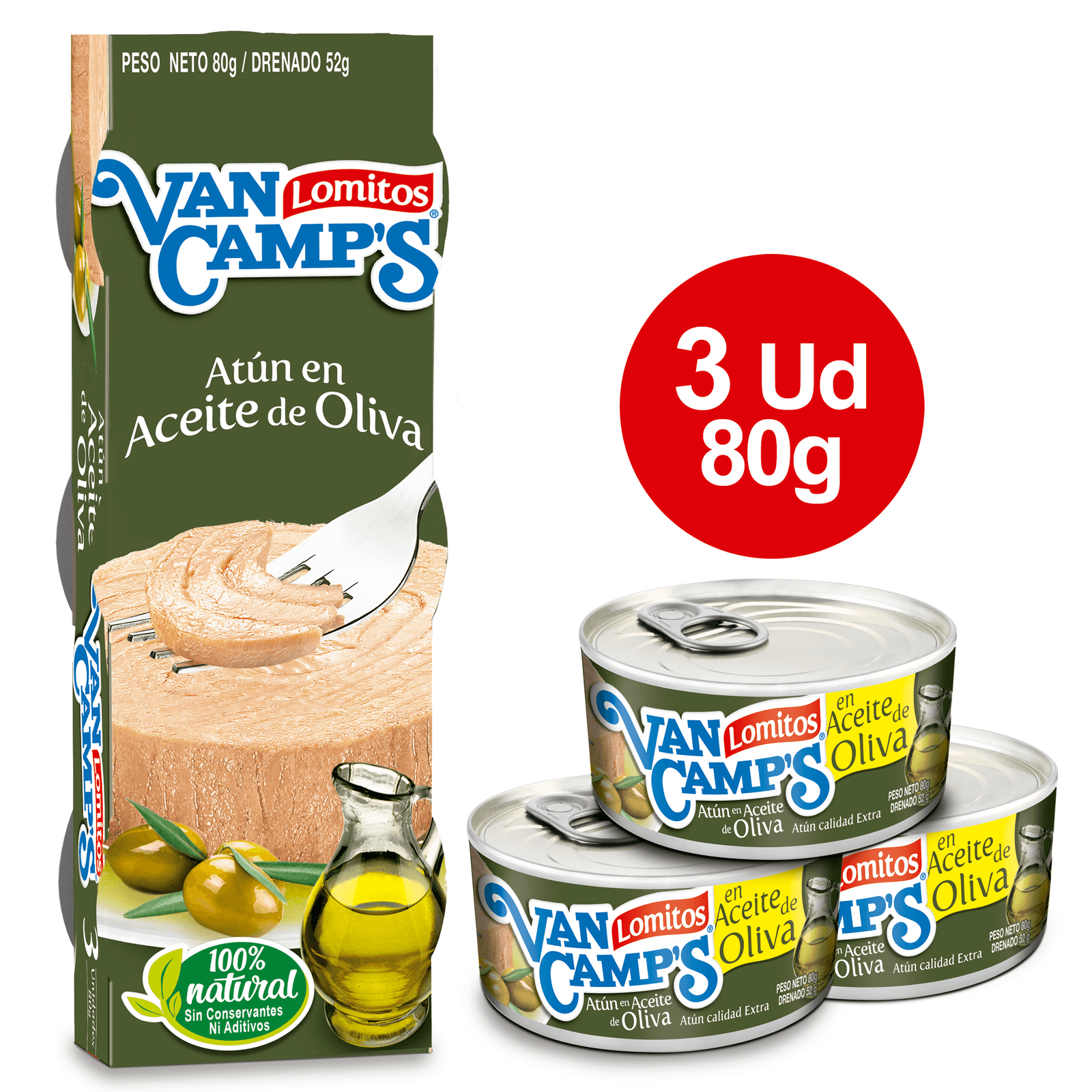 Atun Van Camps Aceite Olivas 80 Gr 3 Und