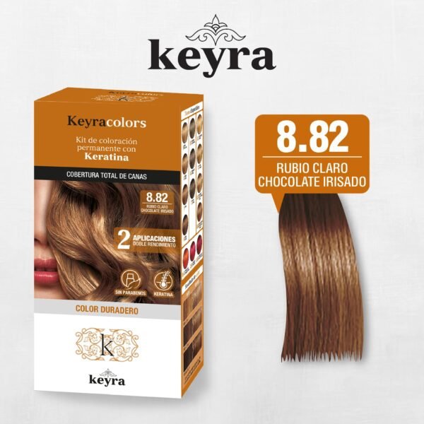 Tinte Keyra Kit 8.82 Rubio Claro Chocol.