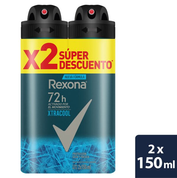 2 Dte Rexona Spray Xtra Cool 150ml S.Des